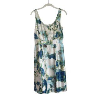 Banana Republic green blue ivory floral silk party dress Size 4
